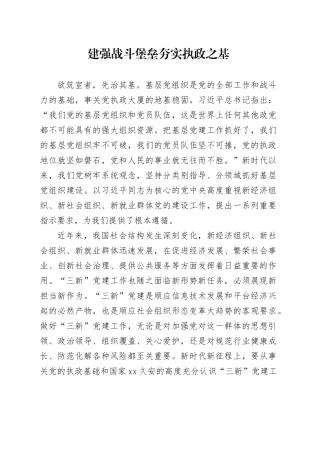 建强战斗堡垒 夯实执政之基