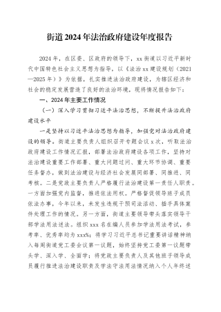 街道2024年法治政府建设年度报告(1)