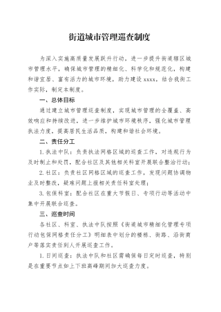 街道城市管理巡查制度