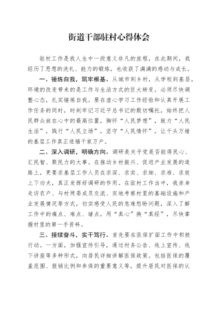 街道干部驻村心得体会