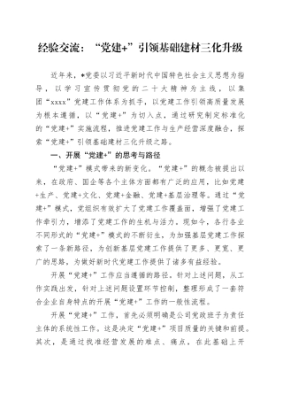 经验交流：“党建 ”引领基础建材三化升级