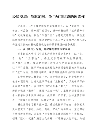 经验交流：举旗定向，争当城市建设的顶梁柱