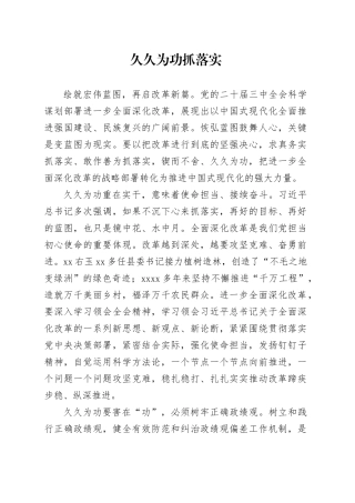 久久为功抓落实