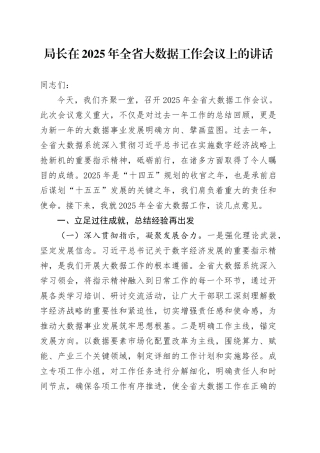局长在2025年全省大数据工作会议上的讲话