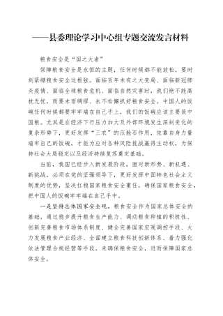 粮食安全会议发言