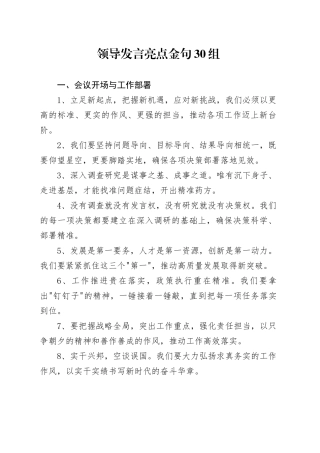 领导发言亮点金句30组