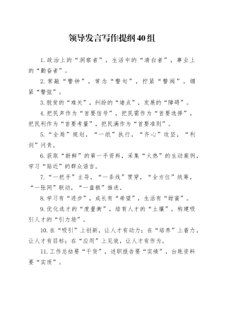 领导发言写作提纲40组