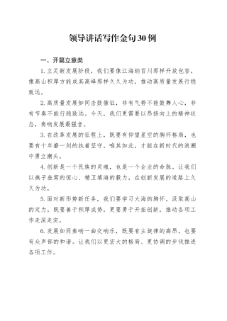 领导讲话写作金句30例