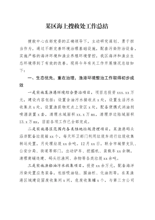 某区海上搜救处工作总结