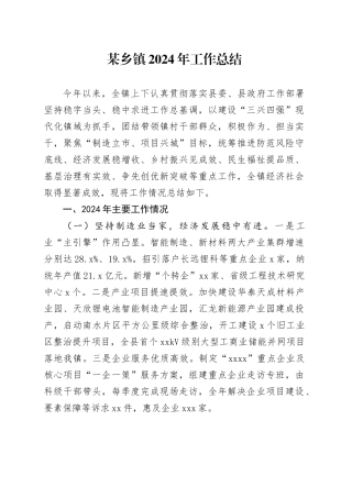 某乡镇街道2024年工作总结