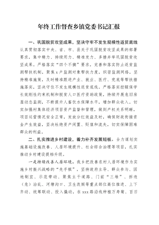年终工作督查乡镇街道党委书记汇报
