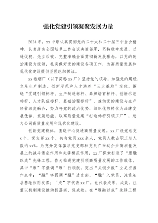 强化党建引领 凝聚发展力量