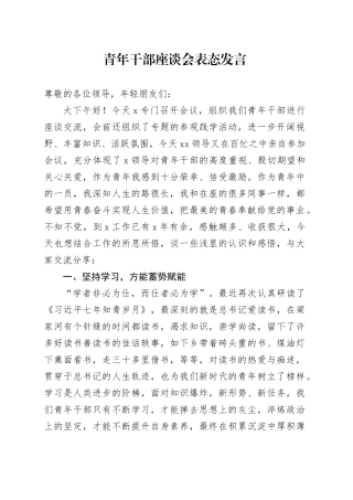 青年干部座谈会表态发言