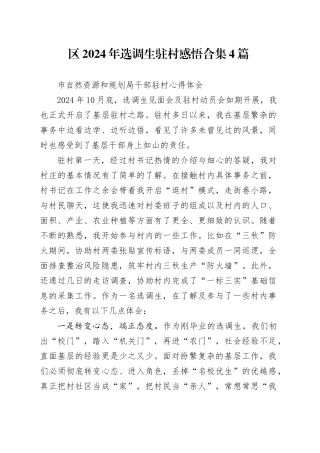 区2024年选调生驻村感悟合集4篇