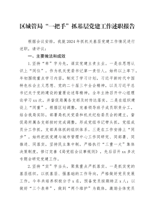 区城管局“一把手”抓基层党建工作述职报告