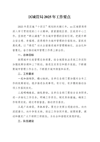 区城管局2025年工作要点