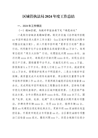 区城管执法局2024年度工作总结