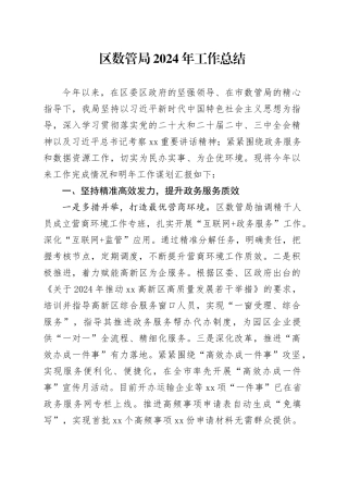 区数管局2024年工作总结