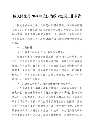 区文体旅局2024年度法治政府建设工作报告