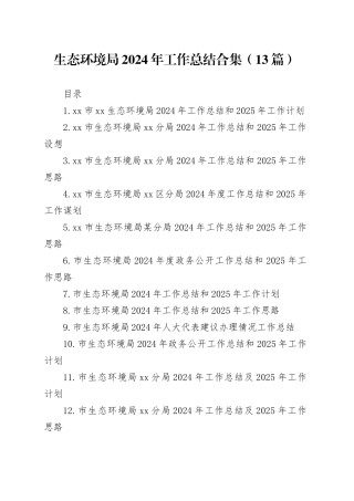 生态环境局2024年工作总结合集（13篇）