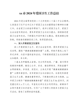 市2024年爱国卫生工作总结