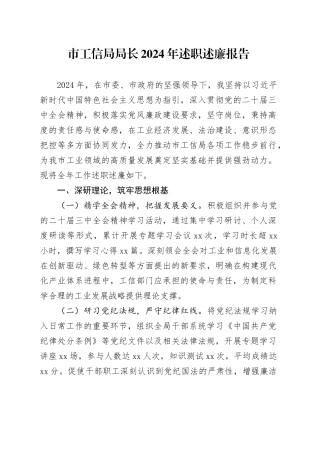 市工信局局长2024年述职述廉报告