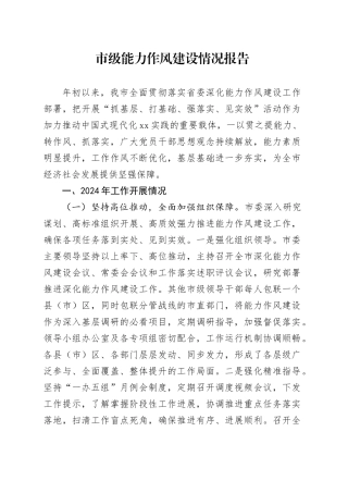市级能力作风建设情况报告