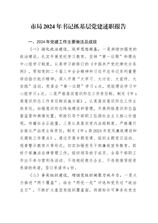 市局2024年书记抓基层党建述职报告20241204