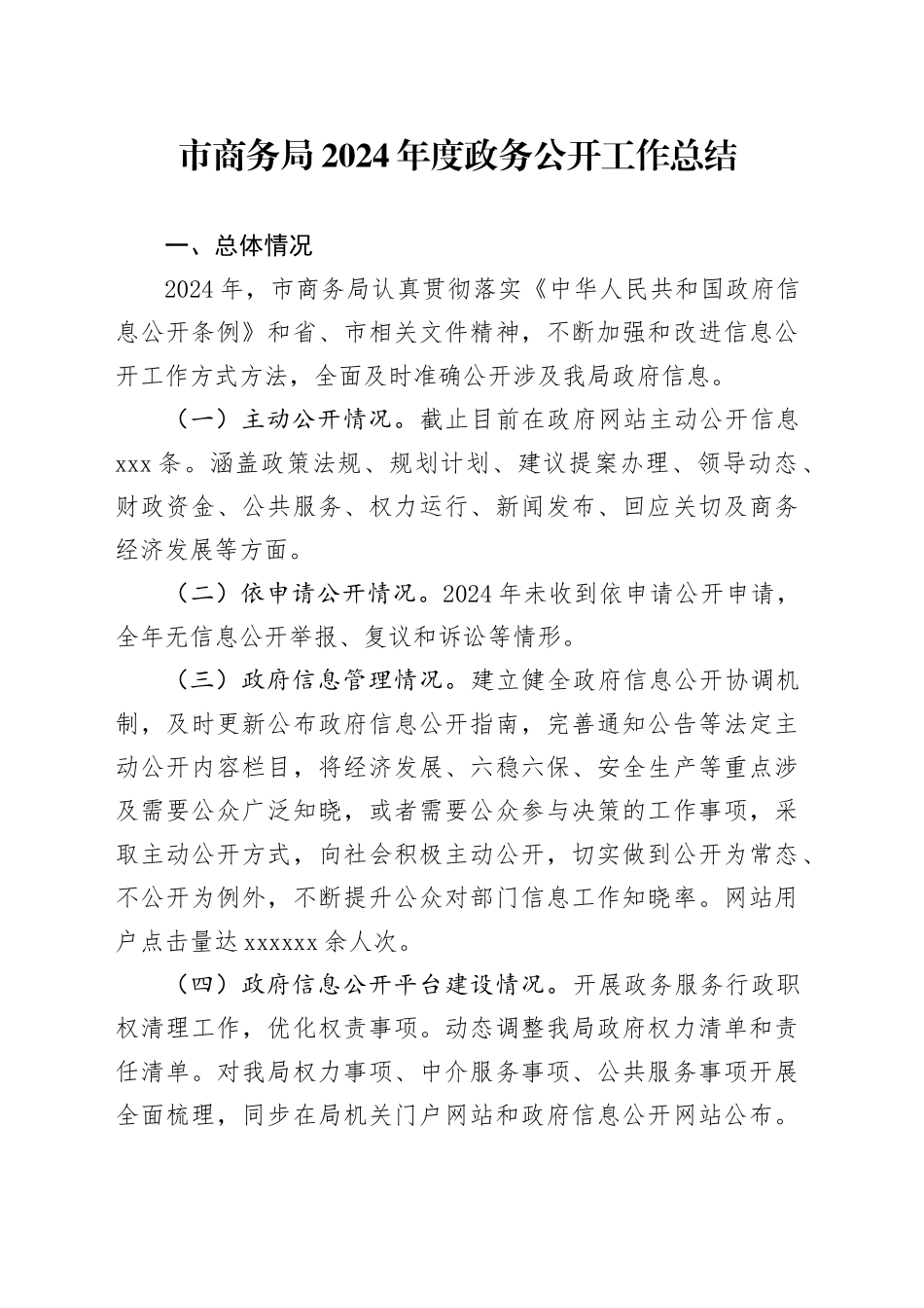 市商务局2024年度政务公开工作总结_第1页