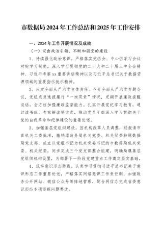 市数据局2024年工作总结和2025年工作安排