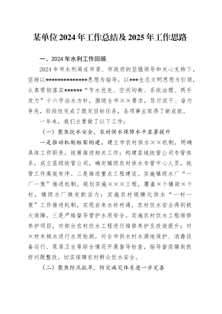 市水利局2024年工作总结及2025年工作思路计划