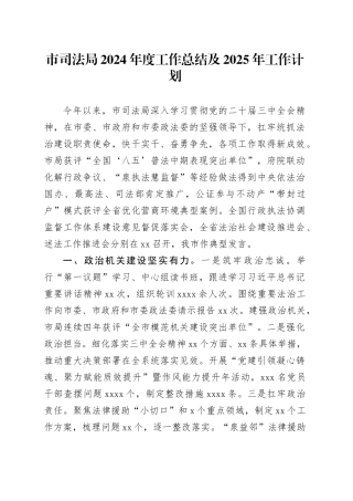 市司法局2024年度工作总结及2025年工作计划（2）