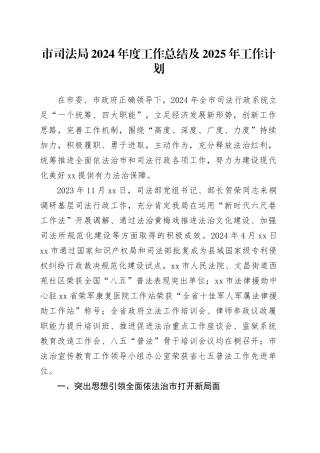 市司法局2024年度工作总结及2025年工作计划