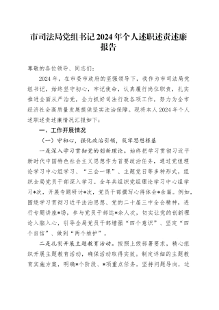 市司法局党组书记2024年个人述职述责述廉报告