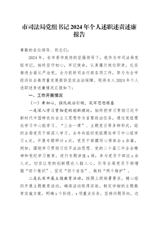 市司法局党组书记2024年个人述职述责述廉报告20250207