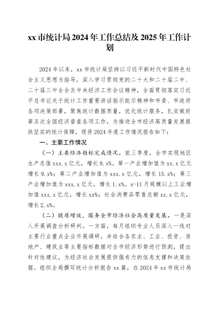 市统计局2024年工作总结及2025年工作计划