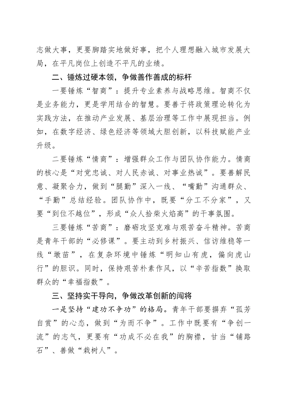 市委书记在2025年青年干部座谈会上的讲话_第2页