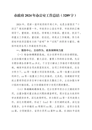 市政府2024年办公室工作总结（3289字）
