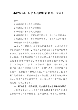 市政府副市长个人述职报告合集（5篇）