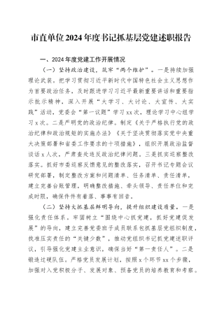 市直单位2024年度书记抓基层党建述职报告20241211