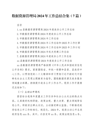 数据资源管理局2024年工作总结合集（7篇）