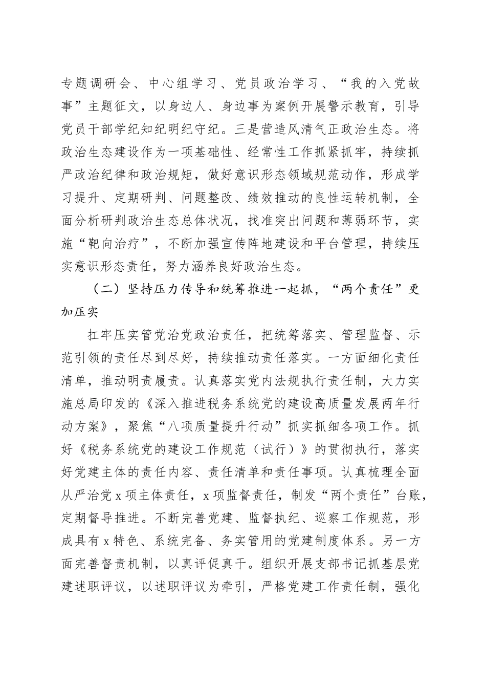 税务局2024年全面从严治党工作总结及2025年工作谋划_第2页