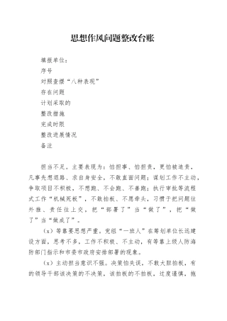 思想作风问题整改台账7500字