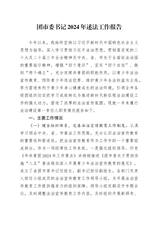 团市委书记2024年述法工作报告