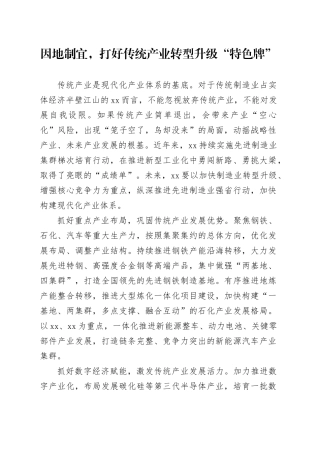 推动传统产业转型升级