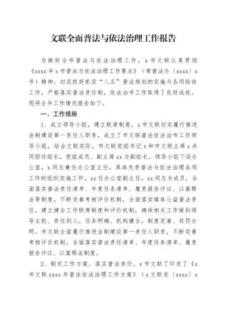 文联全面普法与依法治理工作报告总结汇报20241127