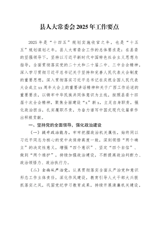 县人大常委会2025年工作要点