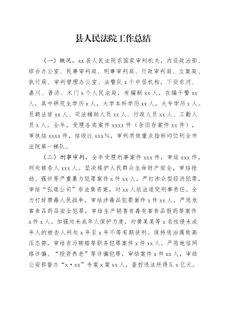 县人民法院工作总结