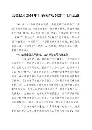 县数据局2024年工作总结及2025年工作思路