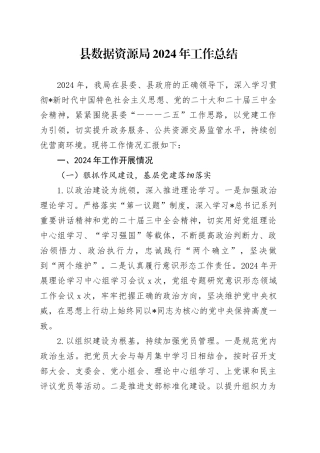 县数据资源局2024年工作总结